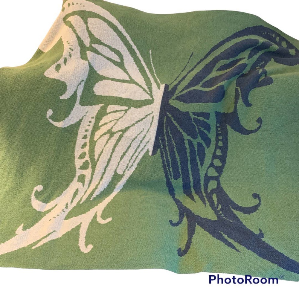 In2Green Butterfly Green Eco Luxury Recycled Cotton Throw Blanket Sustainable